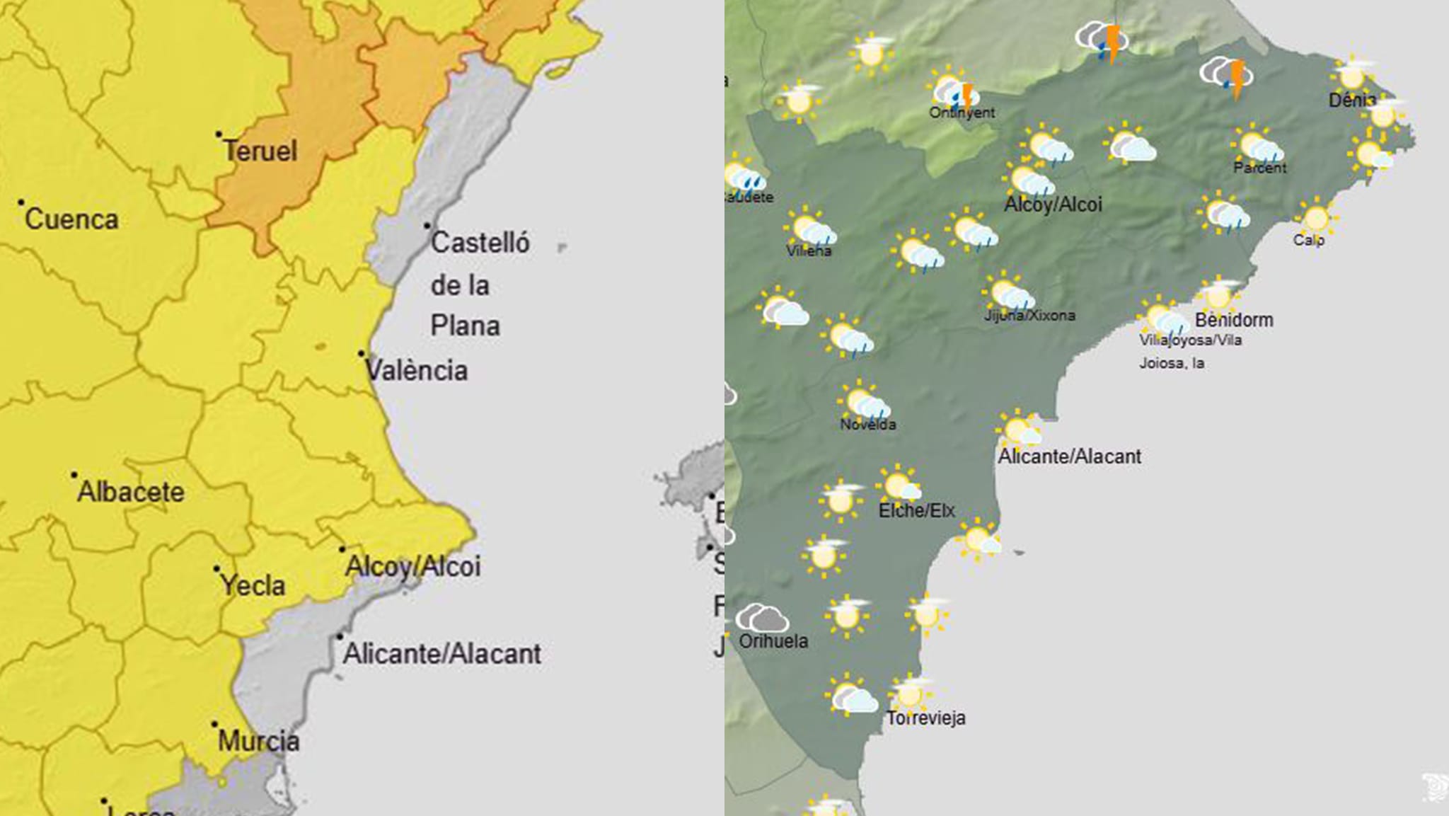 avisos y prediccion del tiempo de la aemet el sabado 15 agosto 2026 en la comunitat valenciana