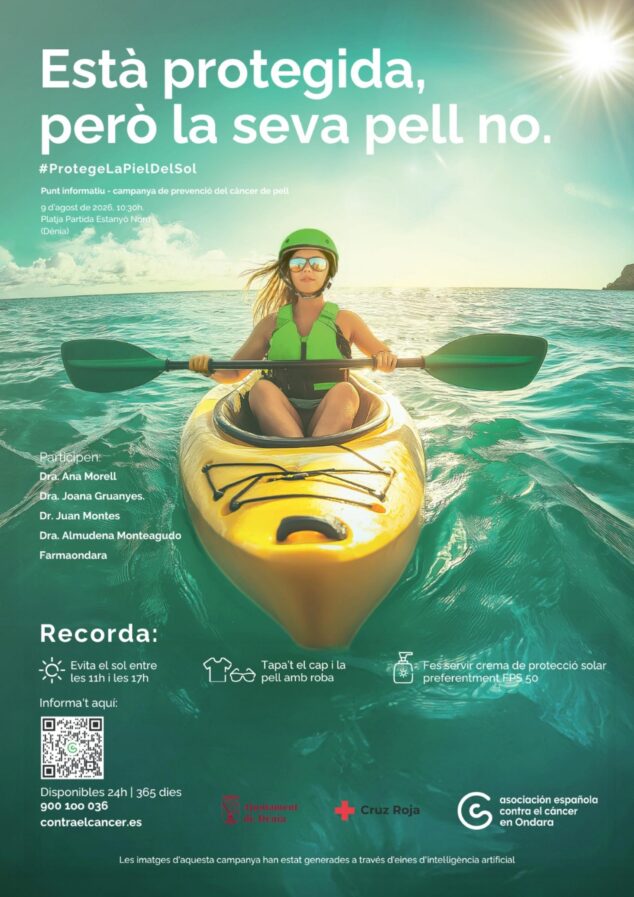 Ondara refuerza la concienciación solar con la 9ª Campaña de la AECC 2 Imagen: Cartel de la 9ª Campaña Solar de Prevención del Cáncer de Piel con los detalles del evento y las entidades participantes.