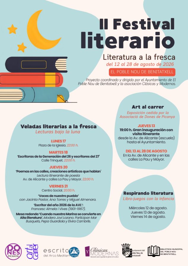 Epicentro cultural: Benitatxell se prepara para un mes de agosto cargado de literatura y arte 3 Imagen: Cartel del II Festival Literario de Benitatxell 2026.