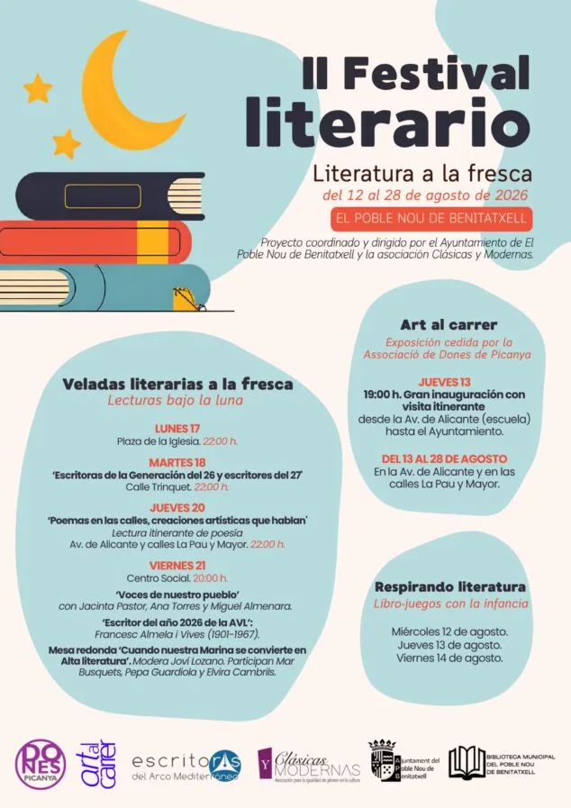 Cultural epicenter: Benitatxell prepares for an August full of literature and art 3 Image: Poster for the 2nd Benitatxell Literary Festival 2026.