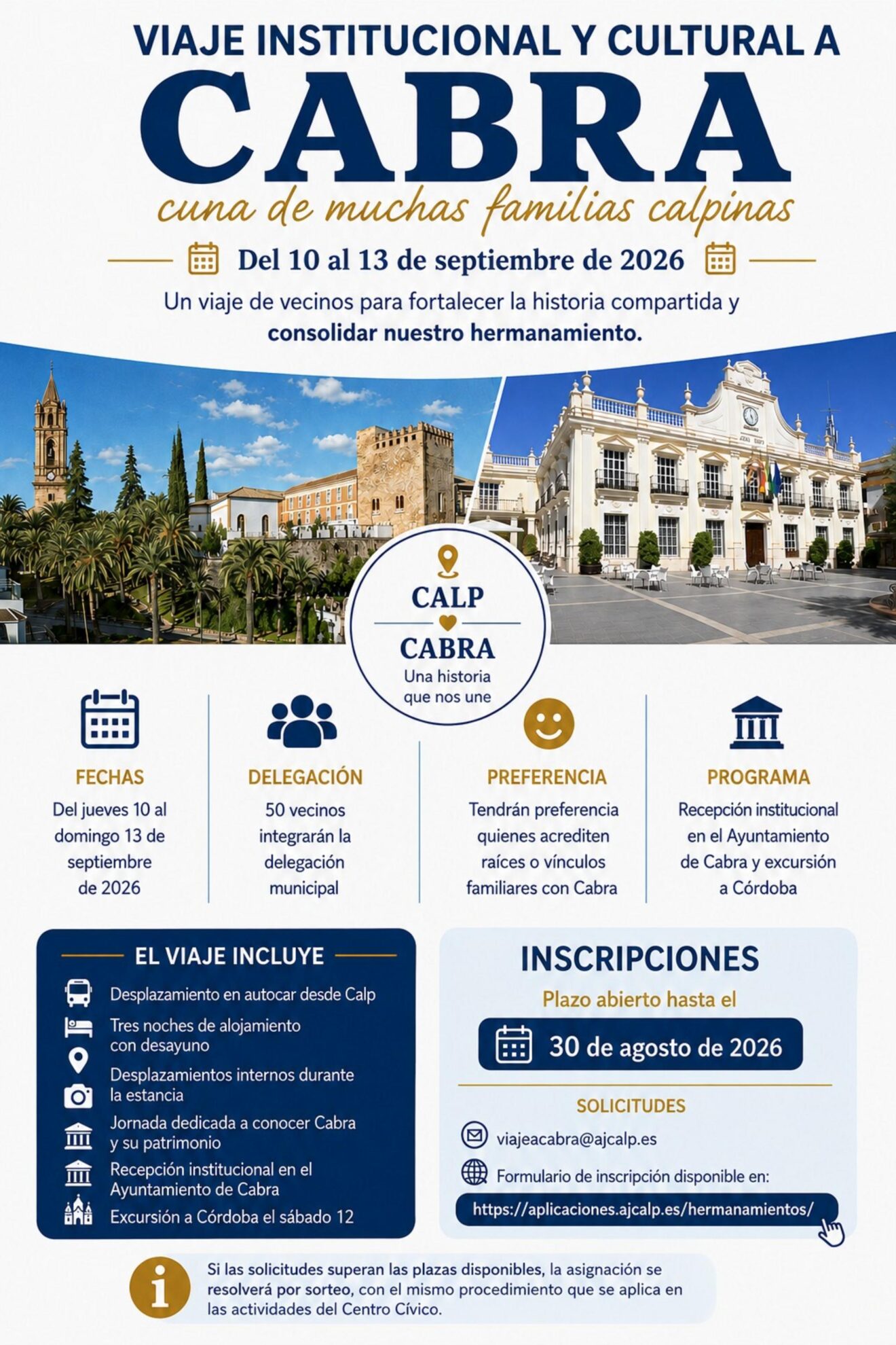 Cartel informativo del Viaje Institucional y Cultural de Calp a Cabra
