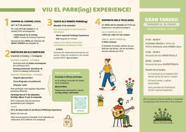 Imagen: Cartell informatiu del PARK(ing) Ondara Experience 2026 amb activitats, sortejos i el Gran Tardeo.