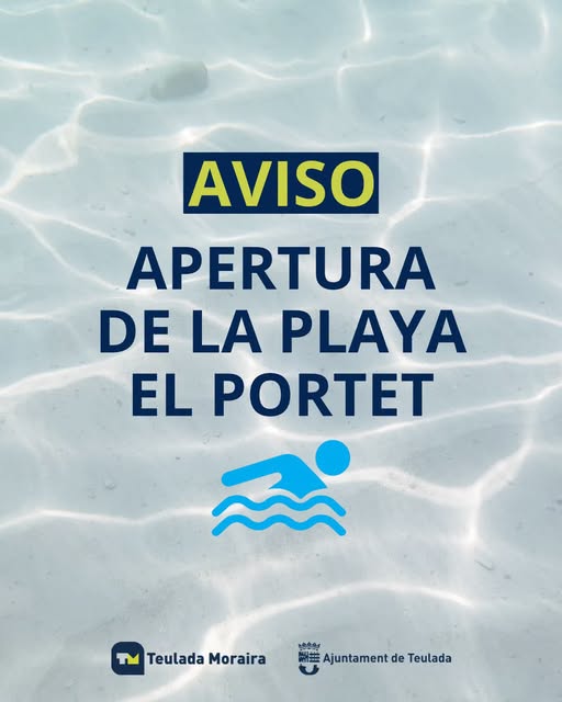 Reabre al baño la playa de El Portet de Moraira tras confirmar los análisis la buena calidad del agua 1 Imagen: Comunicado municipal de la apertura de la playa El Portet