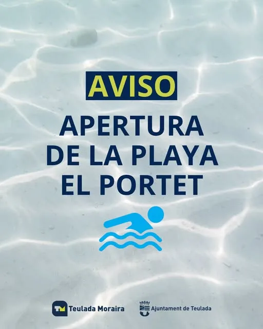 Imagen: Comunicado municipal de la apertura de la playa El Portet