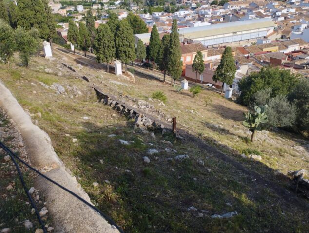 Pedreguer actúa contra incendios con un gran desbroce en dos zonas montañosas 6 Ladera con vegetación desbrozada y el pueblo de Pedreguer al fondo.
