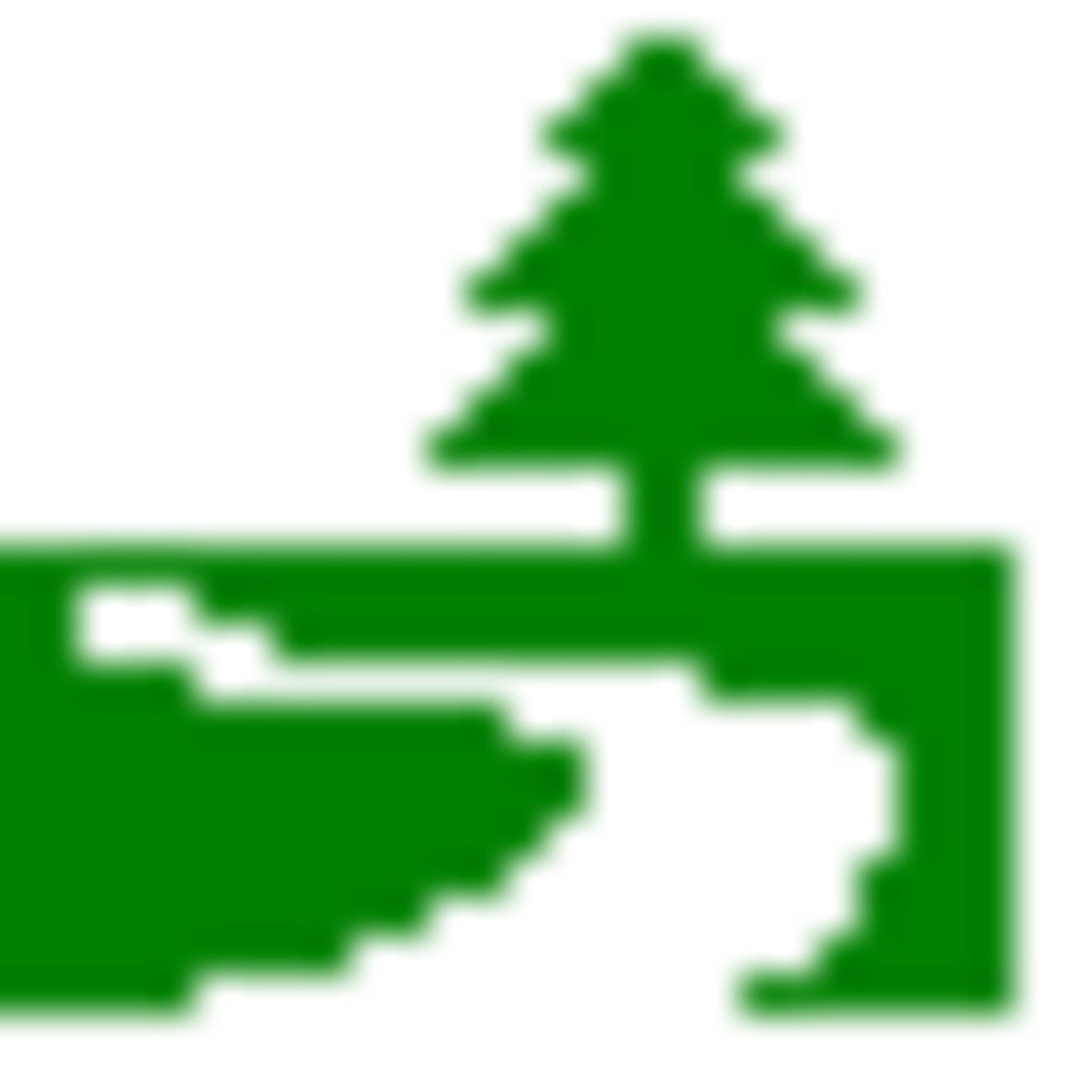 Icono verde árbol y carretera