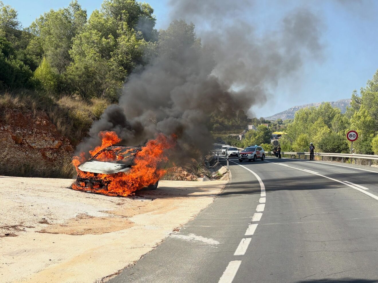 Incendio de vehículo en la N-332 a la altura de Gata