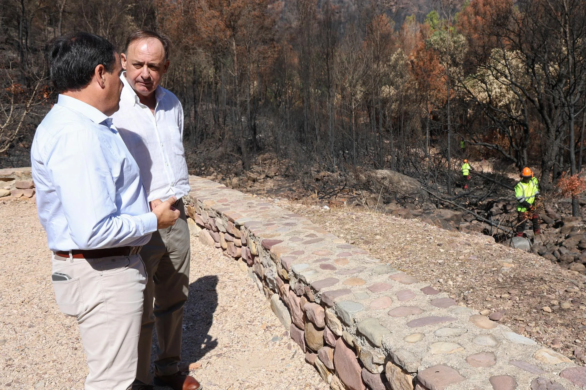 Juanfran Pérez Llorca en una zona de la Vall d'Uixó afectada por incendios forestales.