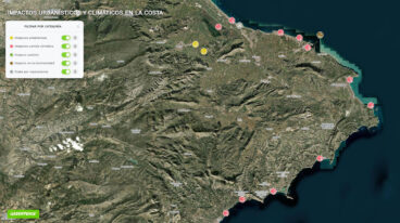 La costa de la Marina Alta, en el punto de mira: Greenpeace señala 13 zonas vulnerables «ante el colapso climático y del ladrillo» 3 mapa del informe destruccion a toda costa 2026 de greenpeace