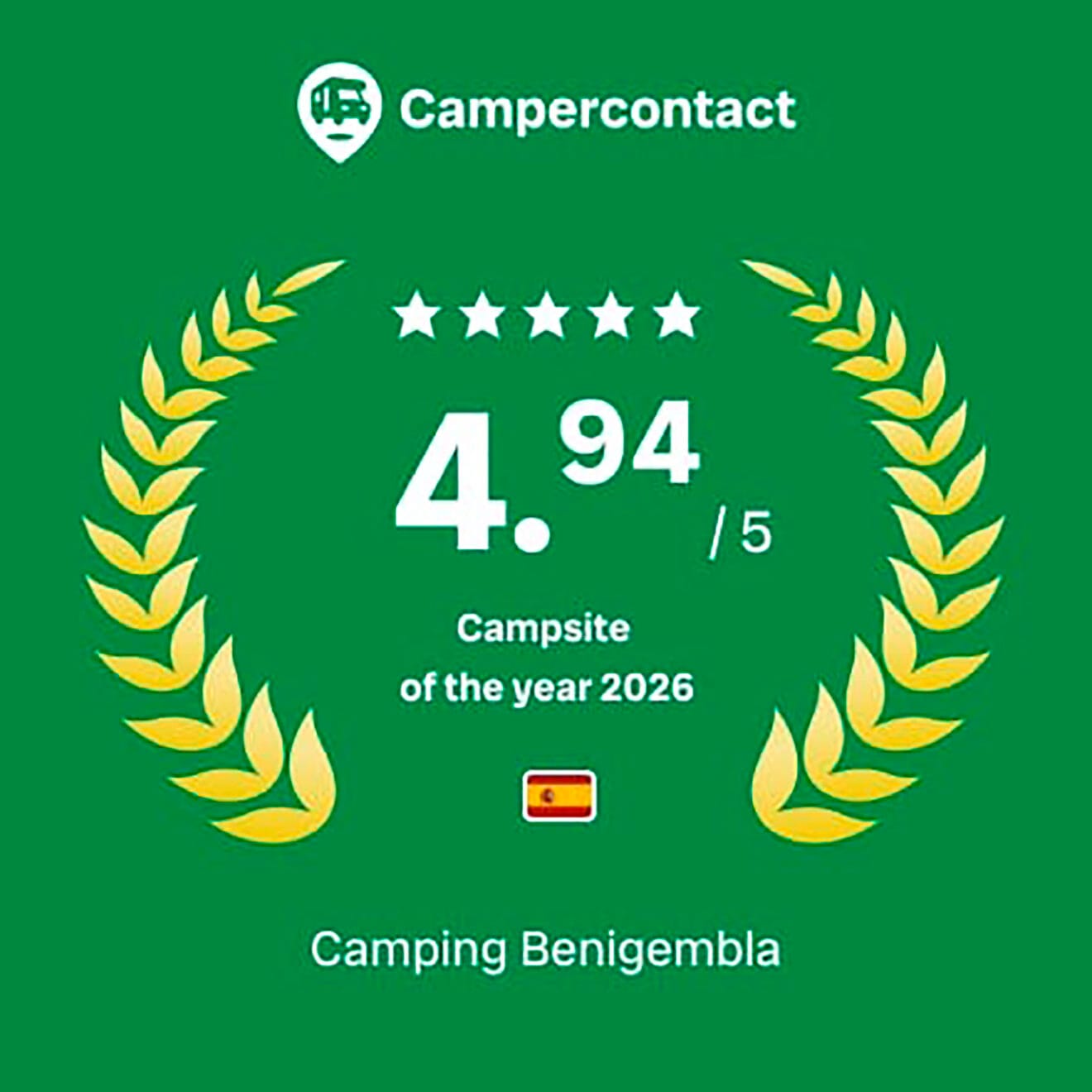 Reconocimiento de Campercontact al Camping Benigembla