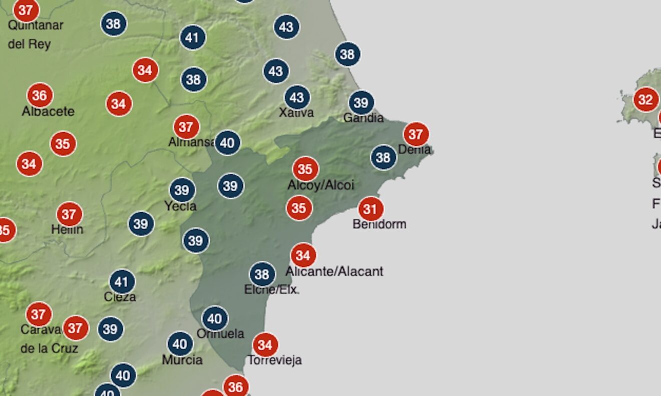 Temperatura prevista para el miércoles