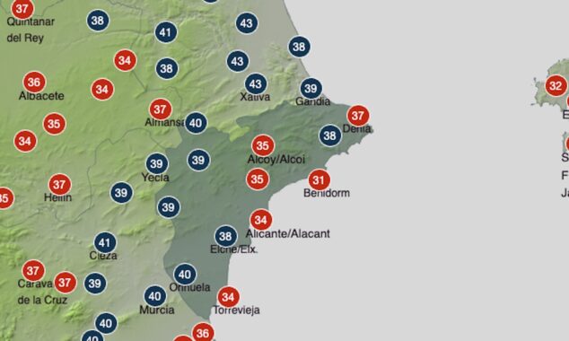 Imagen: Temperatura prevista para el miércoles
