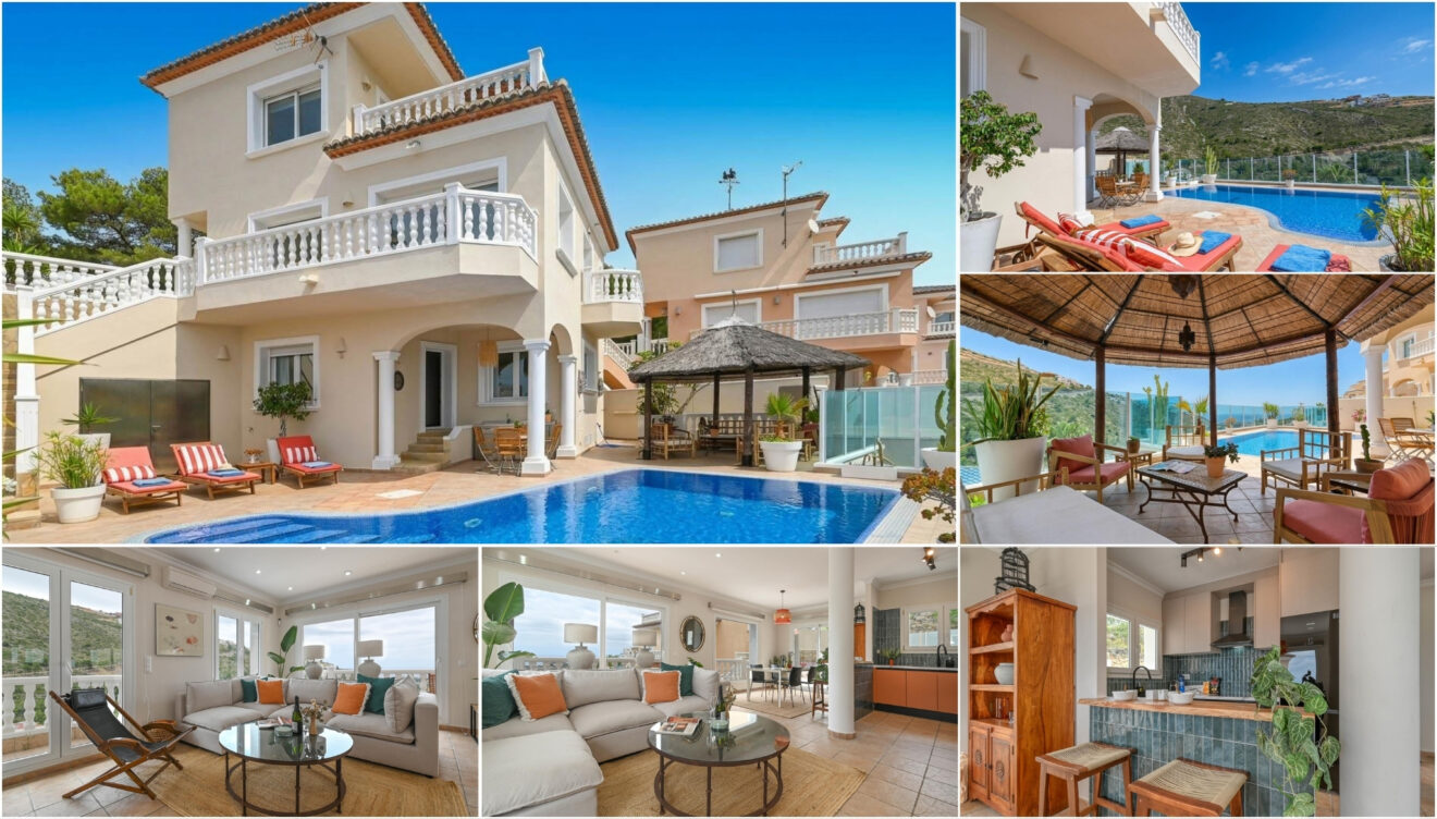 Tres niveles, piscina privada y vistas al mar por 207€ al día