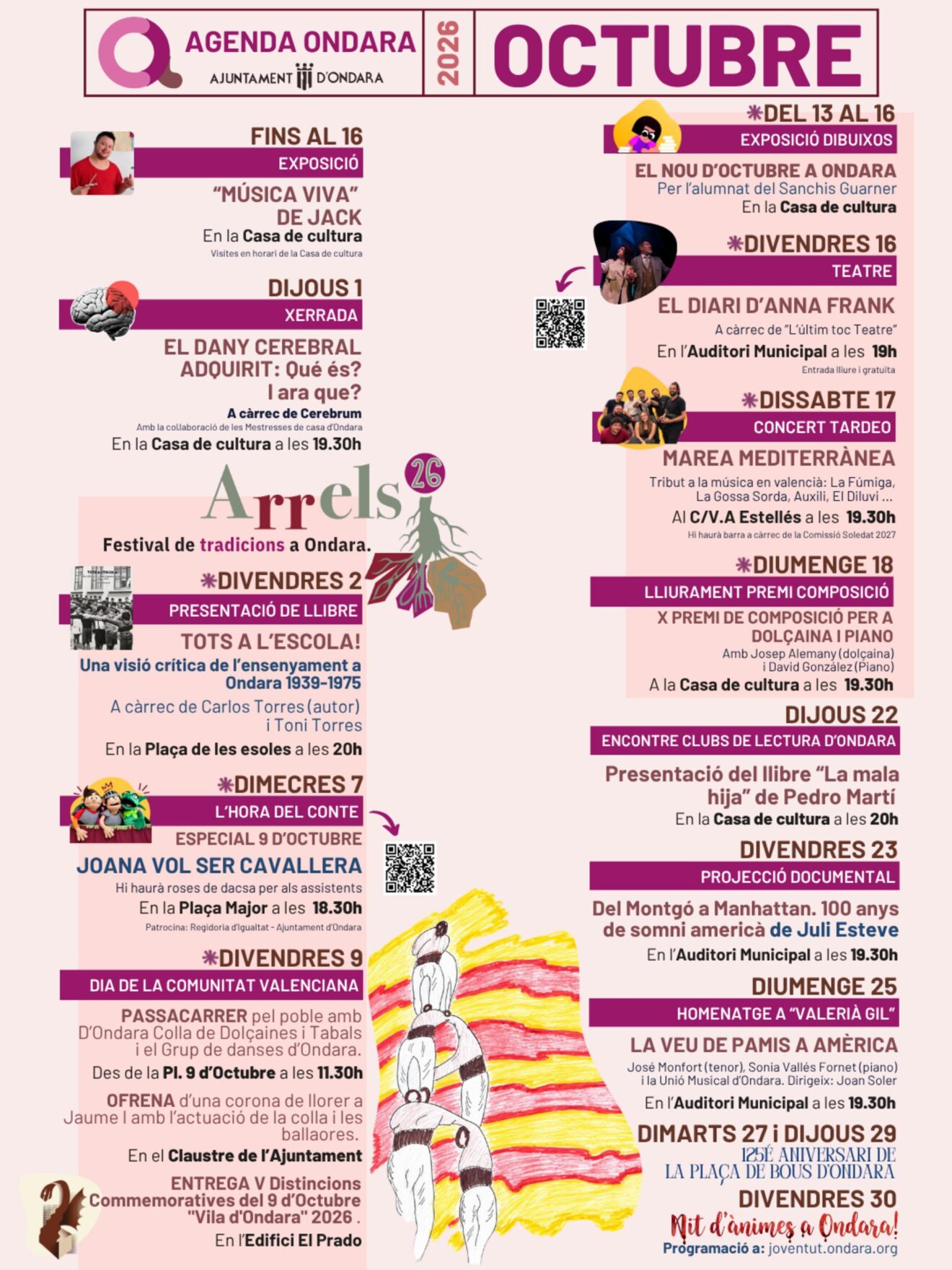 Agenda Cultural de Ondara - Octubre 2026