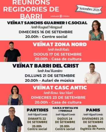 Infografía del calendario de reuniones vecinales de Ondara