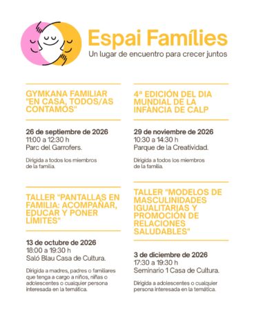 Cartel de actividades de ‘Espai Famílies’ del Ayuntamiento de Calp