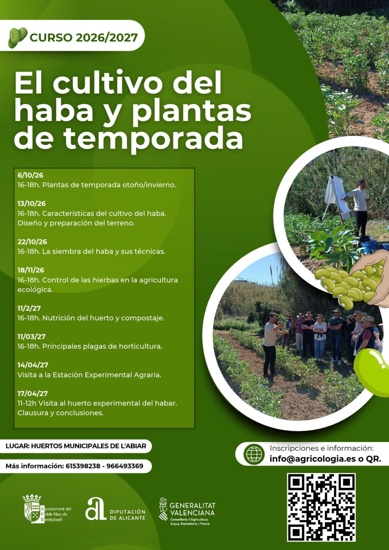 Cartel del curso de cultivo del haba en Benitatxell