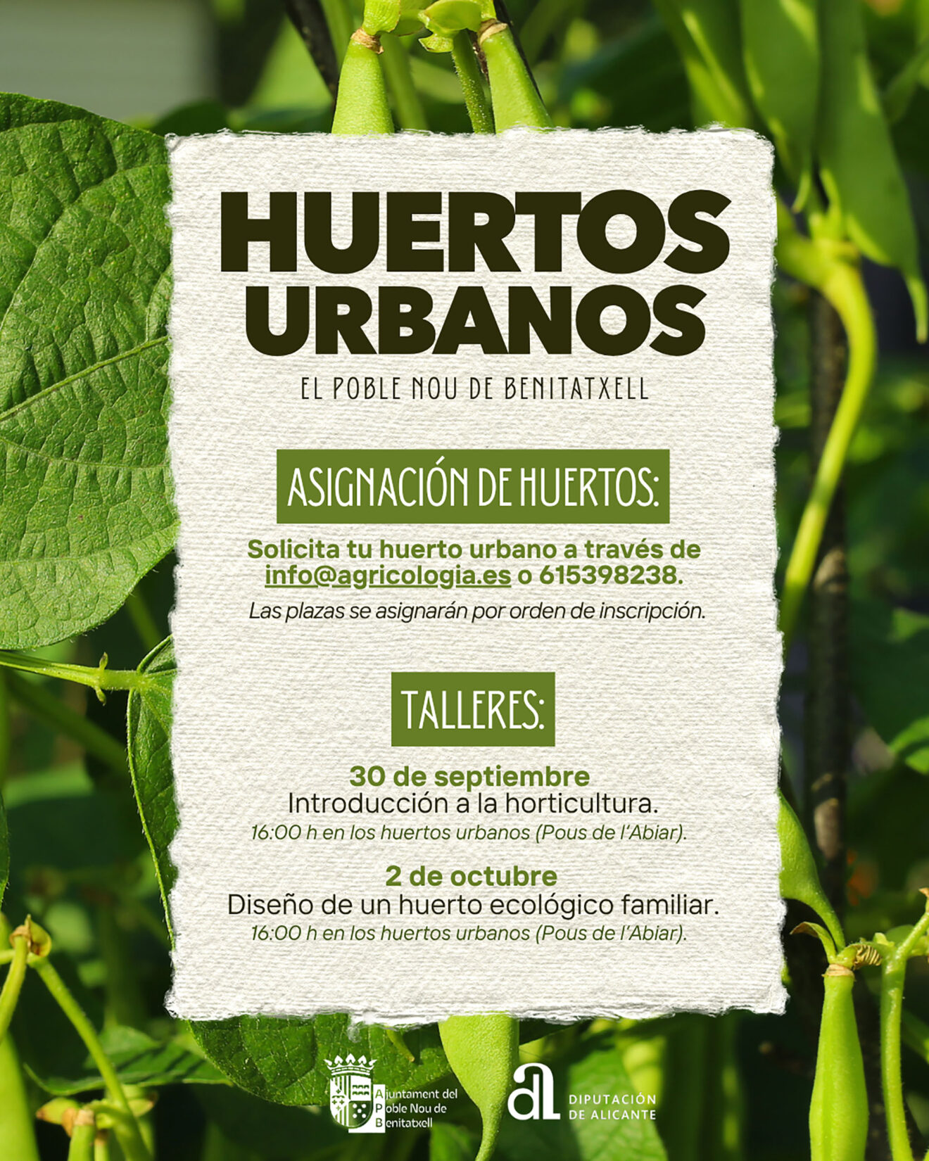 Cartel de la nueva temporada de huertos urbanos en Benitatxell