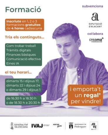Cartel de los talleres de formación de Pedreguer Jove