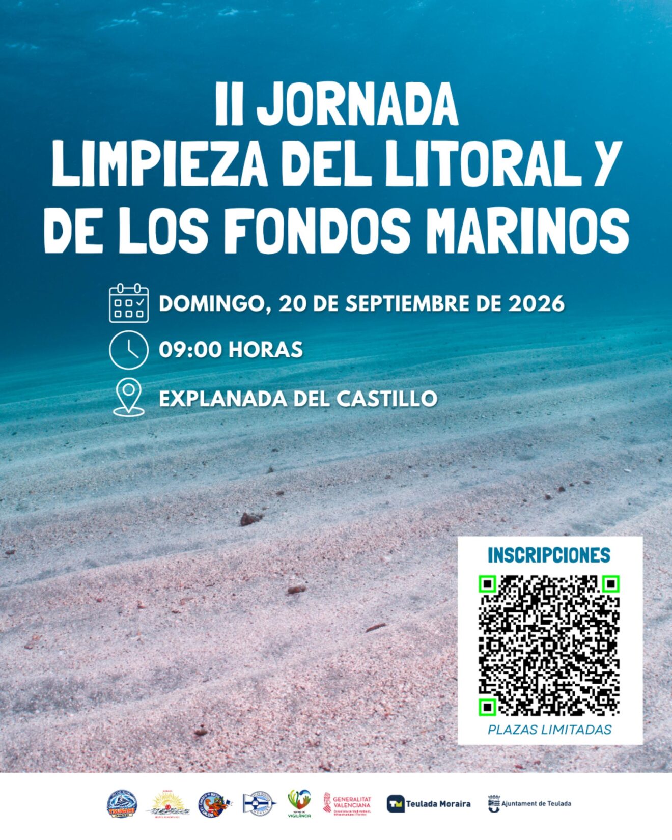 Cartel de la II Jornada de Limpieza del Litoral y Fondos Marinos en Teulada Moraira