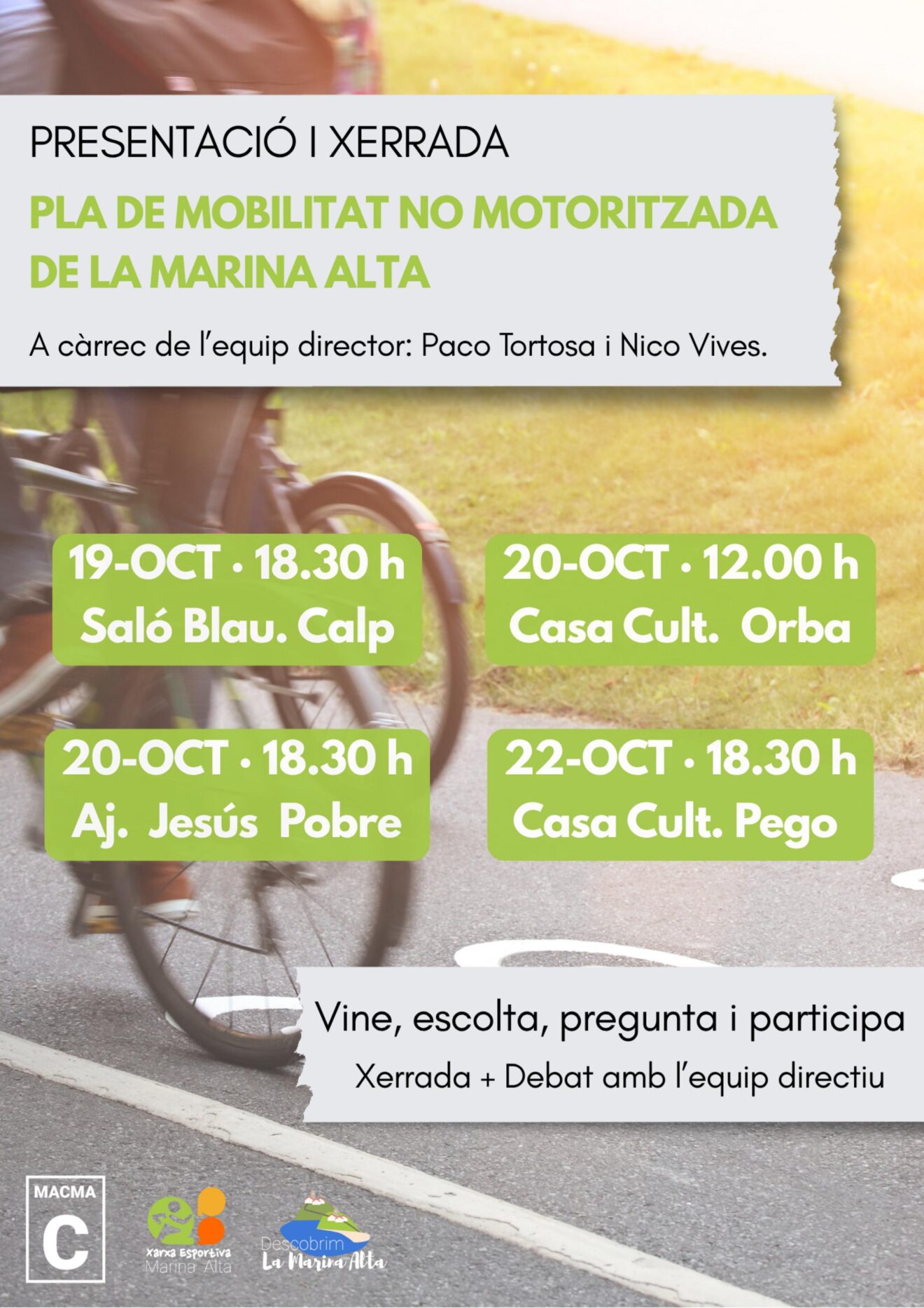 Cartel de las charlas del Pla de Mobilitat No Motoritzada