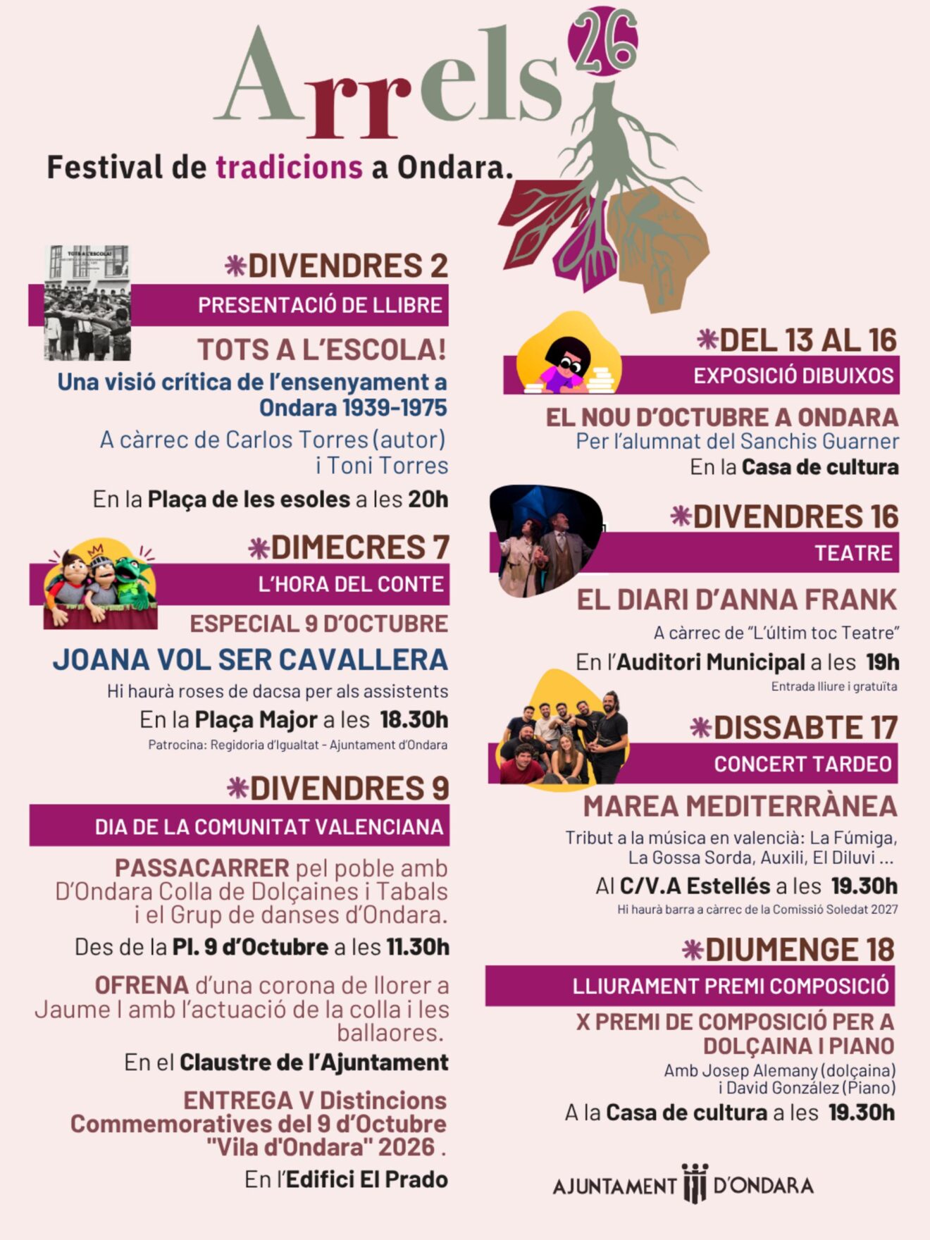 Cartel Programación Festival Arrels Ondara 2026