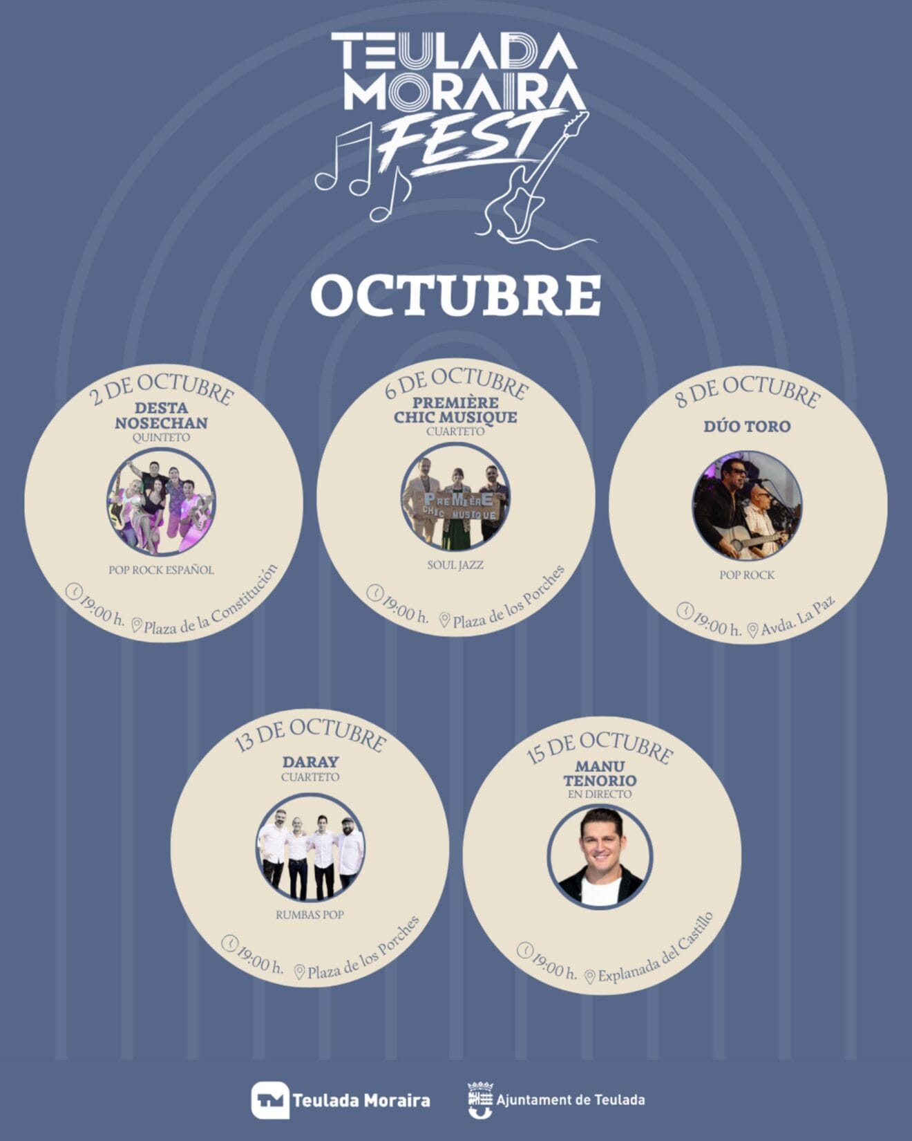Cartel de la programación de octubre del Teulada Moraira Fest