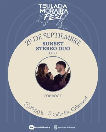 Cartel del concierto de Sunset Stereo Duo en el Teulada Moraira Fest
