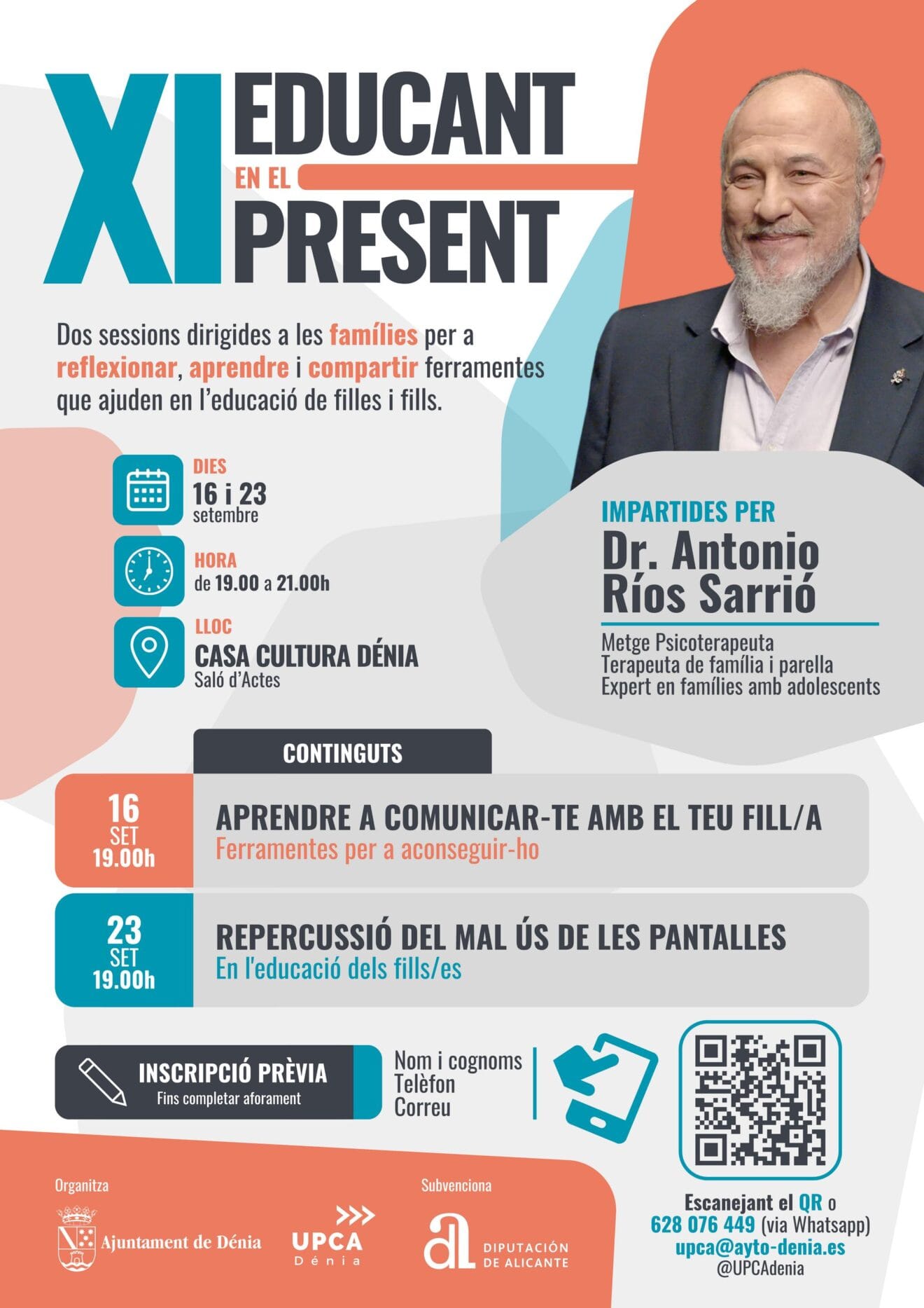 Cartel de las jornadas de familia 'Educando en el Presente' en Dénia