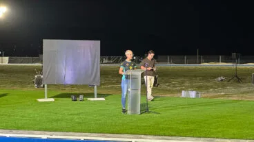 La presidenta del Club d’Atletisme de Benissa, Raquel Soliveres en la nueva pista de atletismo Paco Sacha
