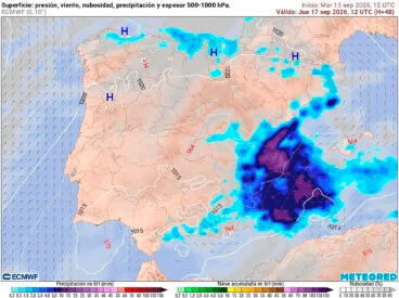 mapa de prediccion de meteored para el jueves 17 de septiembre 2026 compartido por el laboratorio de climatologia de la universidad de alicante
