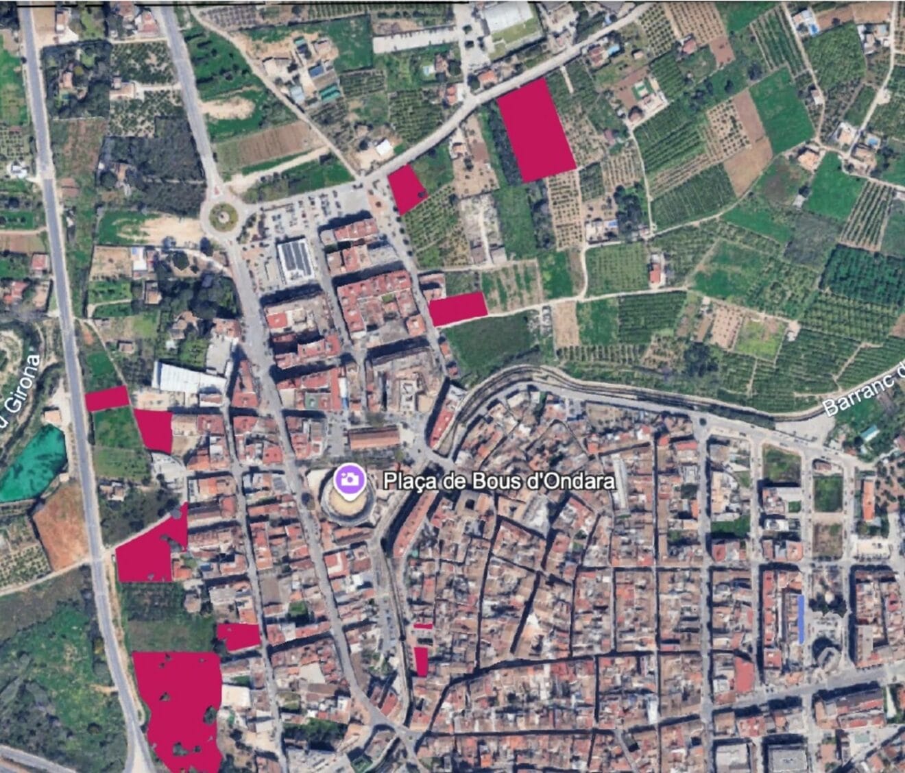 Mapa de ubicación de los nuevos aparcamientos en Ondara