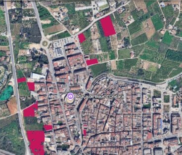 Mapa de Ondara con la ubicación de los nuevos aparcamientos públicos