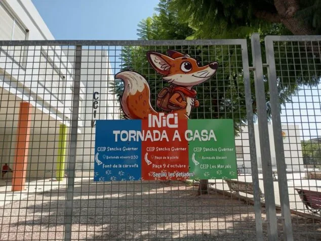 Un total de 1.744 alumnos comienza el nuevo curso escolar en Ondara 2 Imagen: Cartel del proyecto de rutas escolares seguras de Ondara con un dibujo de un zorro y puntos de encuentro.