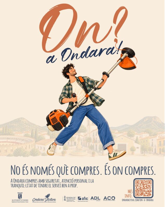 Imagen: Cartel de la campaña 'On? A Ondara!' de fomento del comercio local.