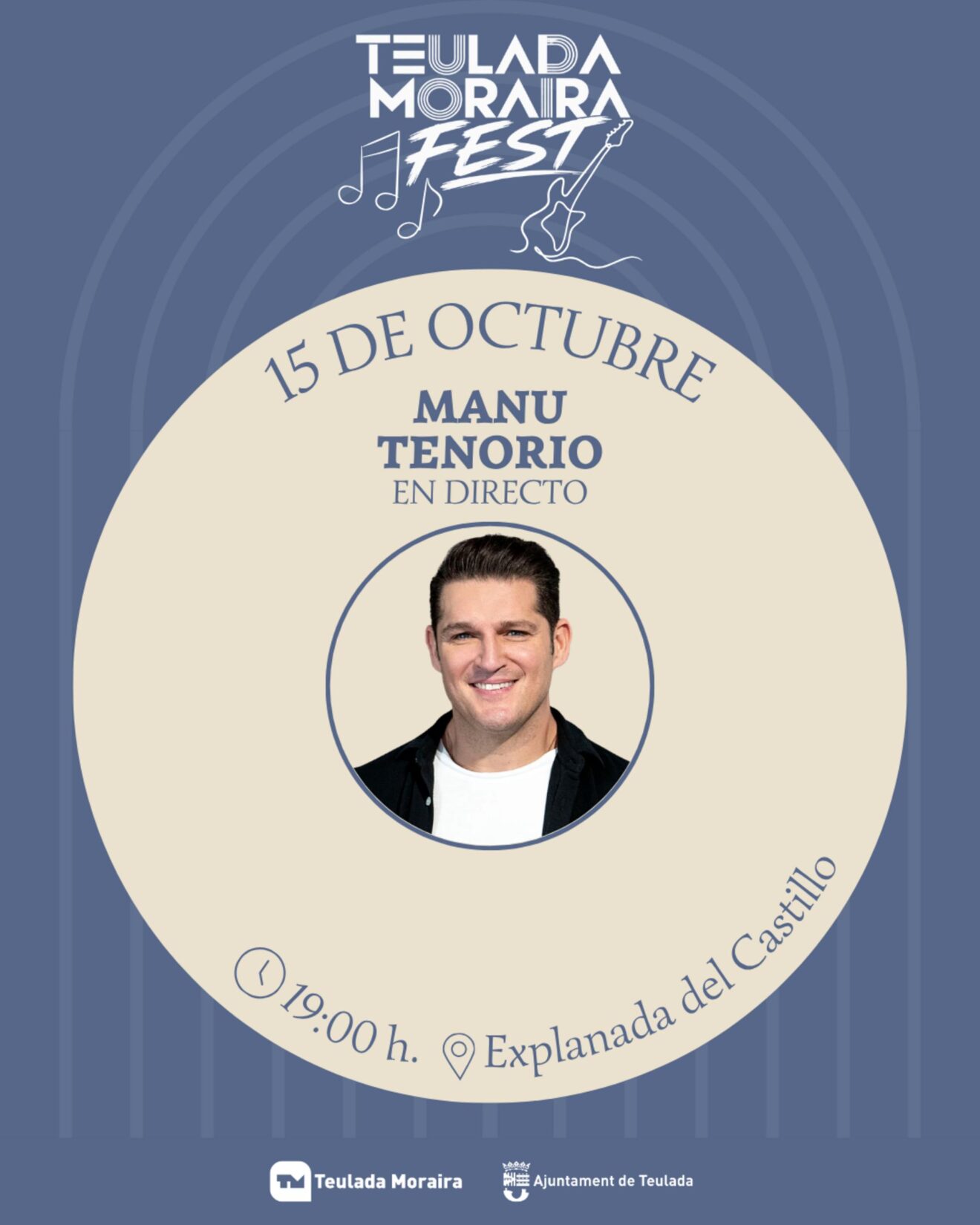 Cartel del concierto de clausura del Teulada Moraira Fest con Manu Tenorio