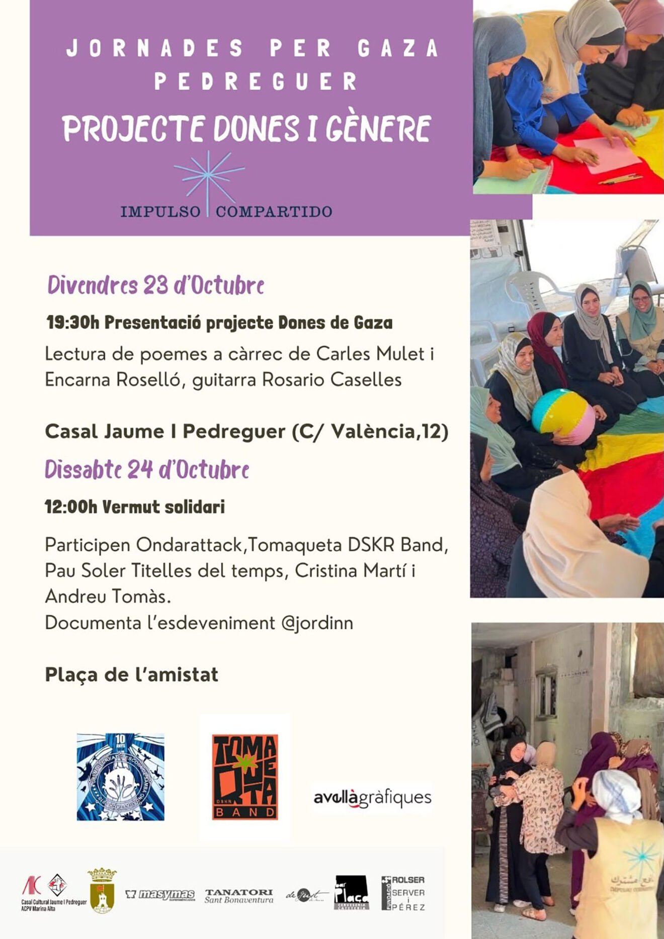 Cartel de les Jornades per Gaza en Pedreguer