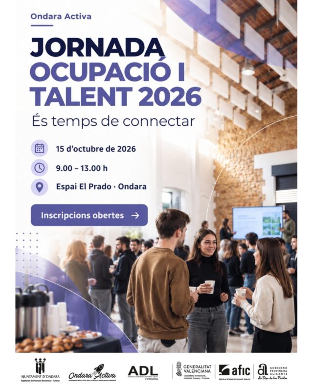 Ondara organiza un encuentro para estrechar lazos entre el talento joven y el mercado laboral 1 Imagen: Cartel Jornada Ocupación y Talento 2026 Ondara