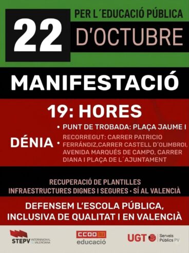 Cartel de la manifestación educativa en Dénia