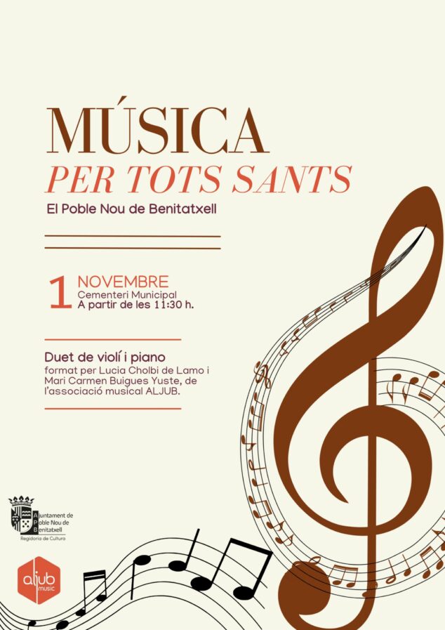 Imagen: Cartel que anuncia la música en directo para el día de Todos los Santos en el cementerio de Benitatxell.