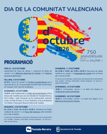 Cartel de la programación del 9 d’octubre en Teulada Moraira