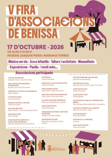 Cartel oficial de la V Fira d’Associacions de Benissa.