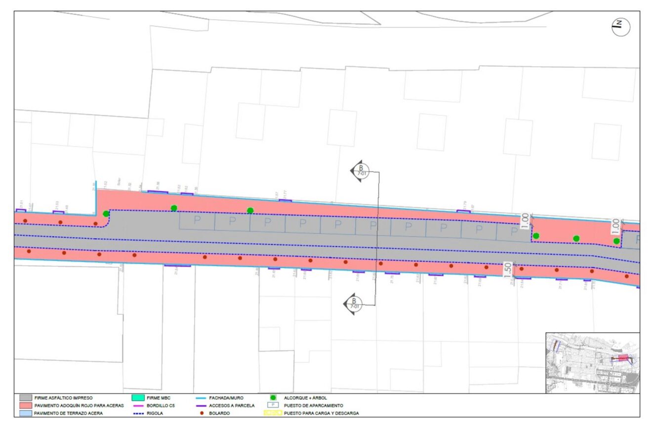 Plano del proyecto de reurbanización de calles en El Verger