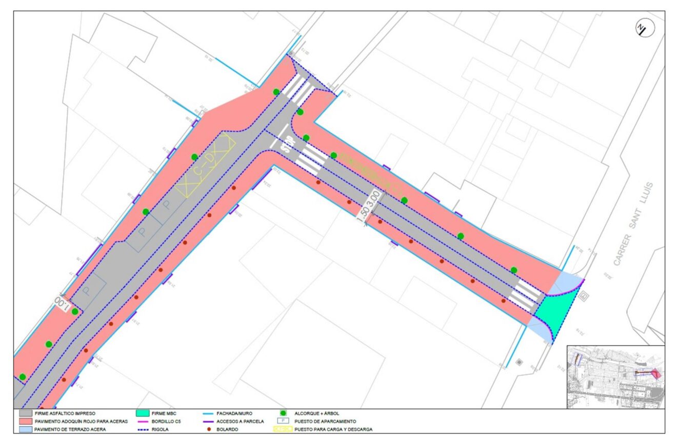 Plano de las obras de renovación de calles en El Verger