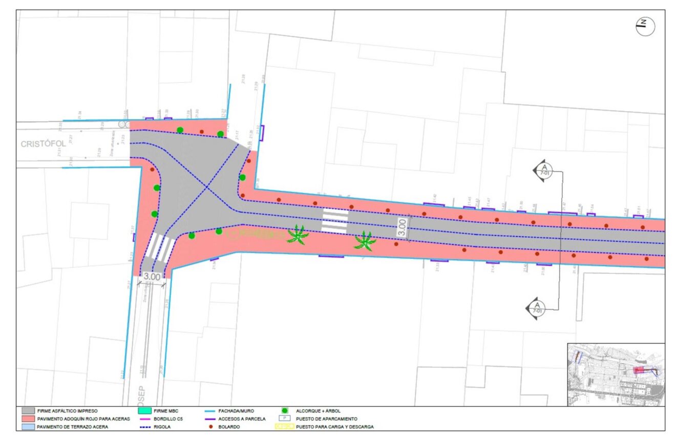 Plano del proyecto de reurbanización de calles en El Verger
