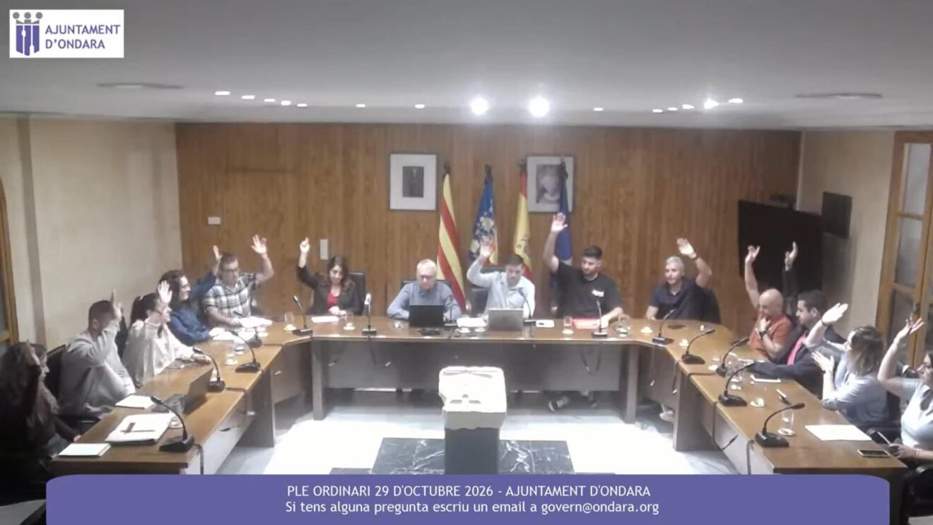 Sesión plenaria ordinaria del Ayuntamiento de Ondara de octubre de 2026
